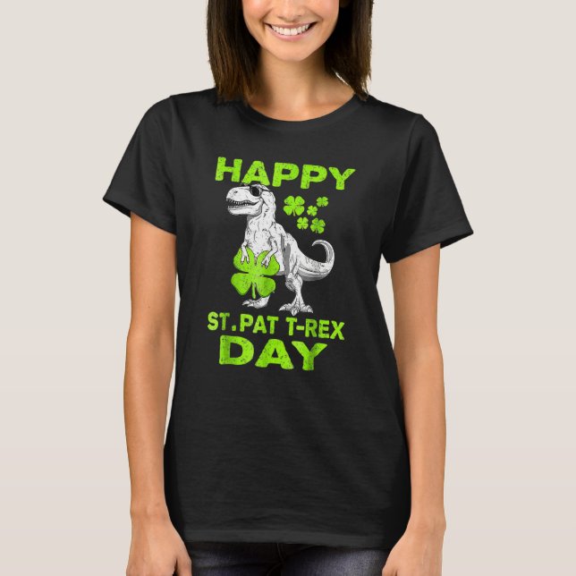 Camiseta Happy St Pat Trex Day Dino St Patricks Day Toddler (Anverso)