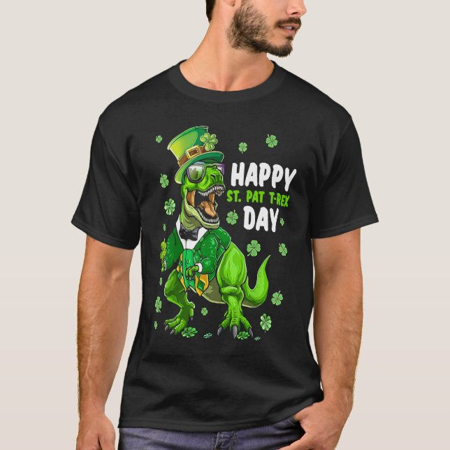 Camiseta Happy St Pat Trex Day Dino St Patricks Day Toddler (Anverso)