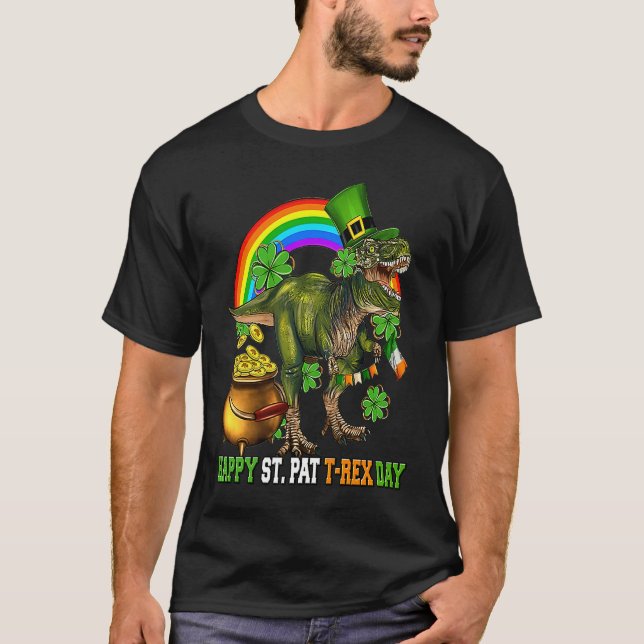 Camiseta Happy St Pat Trex Day Dino St Patricks Day Toddler (Anverso)