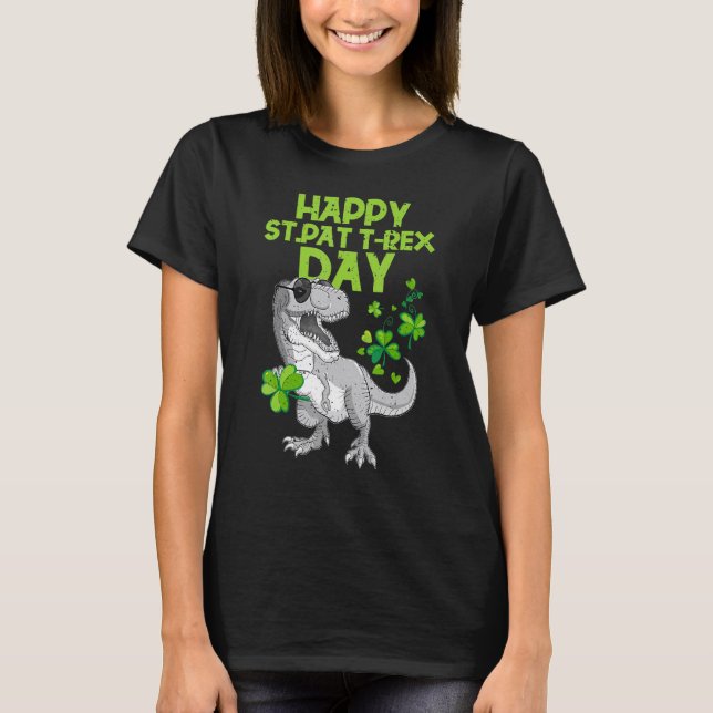 Camiseta Happy St Pat Trex Day Dino St Patricks Day Toddler (Anverso)