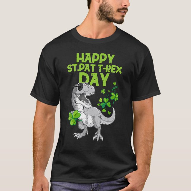 Camiseta Happy St Pat Trex Day Dino St Patricks Day Toddler (Anverso)