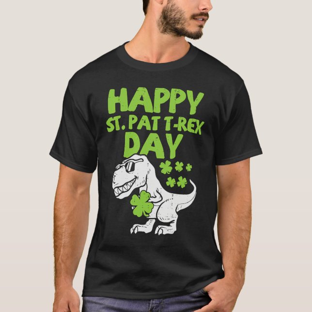 Camiseta Happy St Pat Trex Day Dino St Patricks Day Toddler (Anverso)