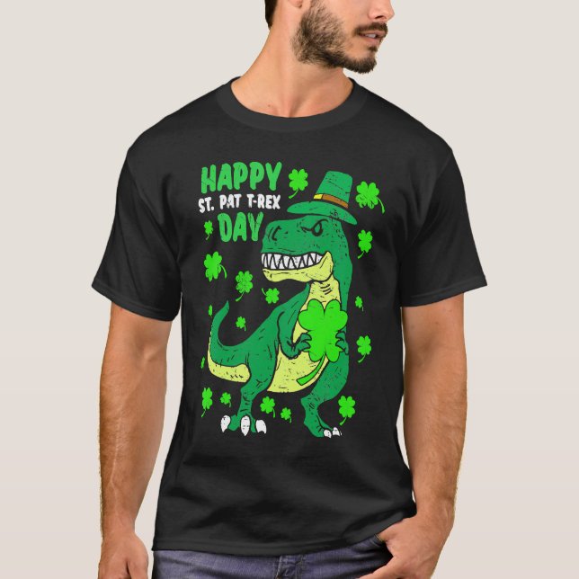 Camiseta Happy St Pat Trex Day Dino St Patricks Day Toddler (Anverso)