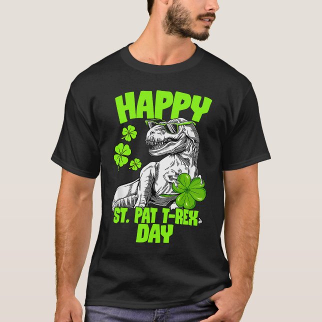 Camiseta Happy St Pat Trex Day Dino St Patricks Day Toddler (Anverso)
