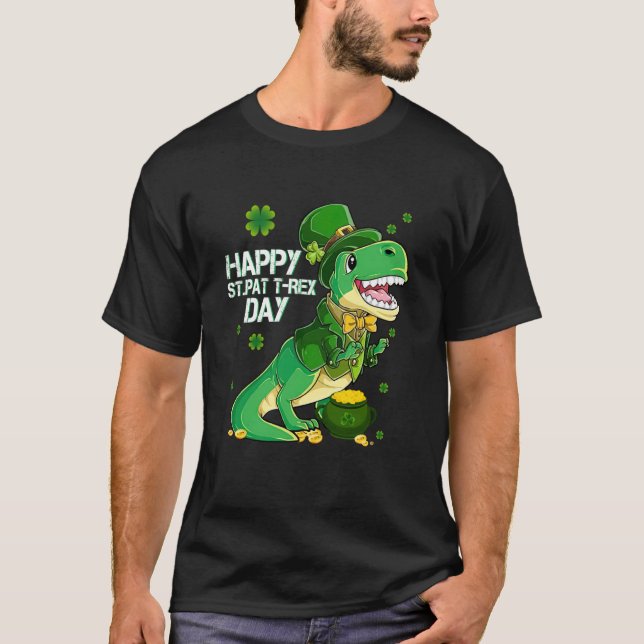 Camiseta Happy St Pat Trex Day Dino St Patricks Day Toddler (Anverso)