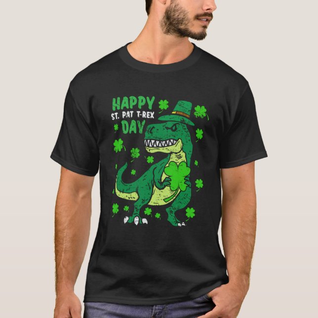 Camiseta Happy St Pat Trex Day Dino St Patricks Day Toddler (Anverso)