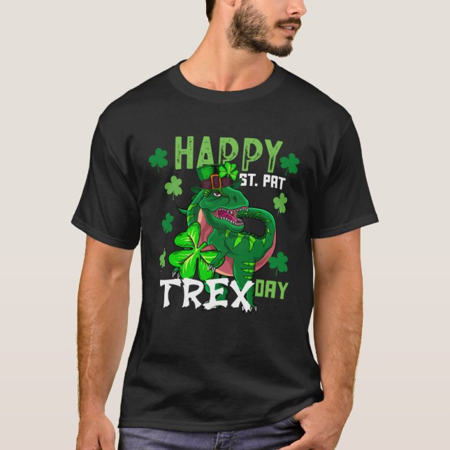 Camiseta Happy St Pat Trex Day Dinosaur St Patricks Day Din (Anverso)