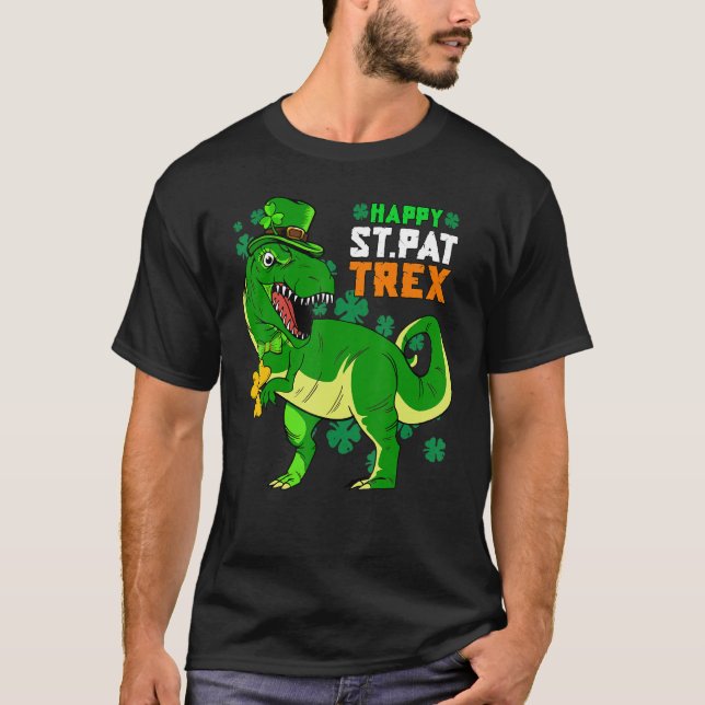 Camiseta Happy St Pat Trex Day Saint Patrick Dinosaur Boys  (Anverso)