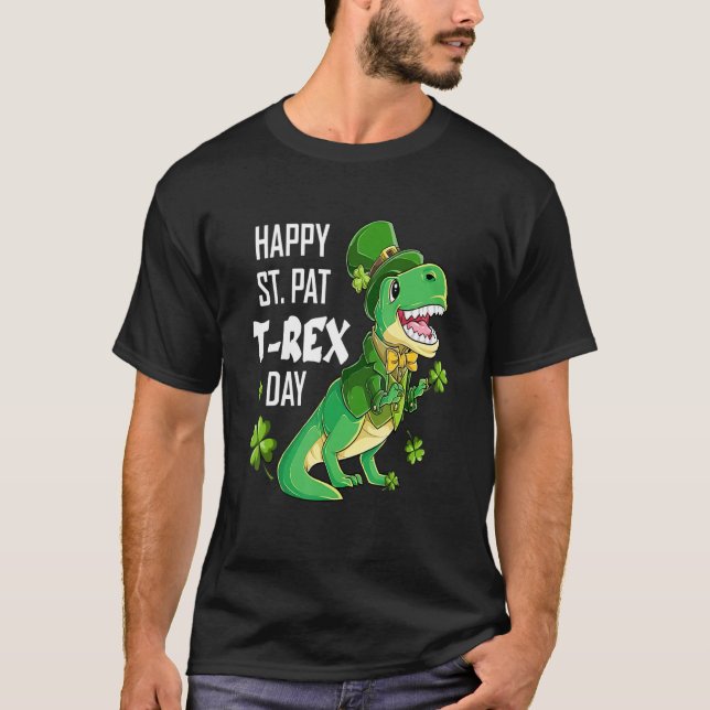 Camiseta Happy St Pat Trex Day St Patricks Day Dinosaur Luc (Anverso)