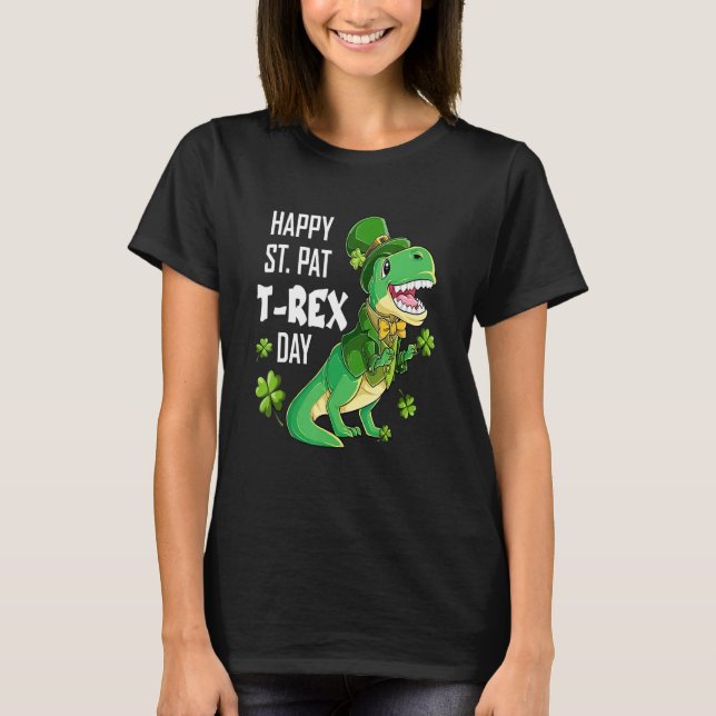 Camiseta Happy St Pat Trex Day St Patricks Day Dinosaur Luc (Anverso)
