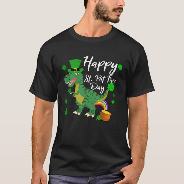Camiseta Happy St. Pat Trex Day T-Shirt Dinosaur St. Patric (Anverso)