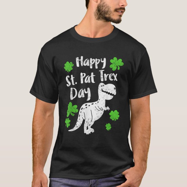 Camiseta Happy St Pat Trex T Rex Shamrock St Patrick s Day  (Anverso)