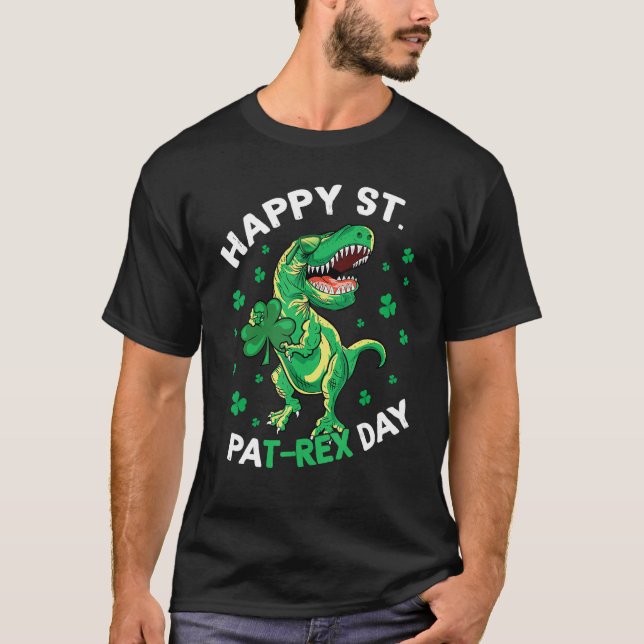Camiseta Happy St Patrex Day Funny Irish T-Rex Saint Patric (Anverso)