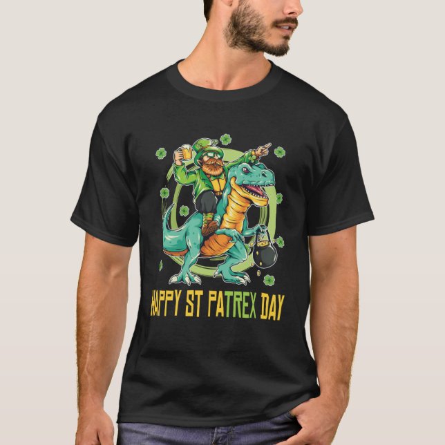 Camiseta Happy St Patrex Day Rex Dinosaur Shamrock C leaf (Anverso)