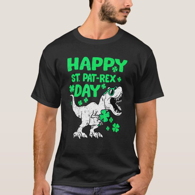 Camiseta Happy St PaTRex Dinosaur Saint Patrick's Day Boys  (Anverso)