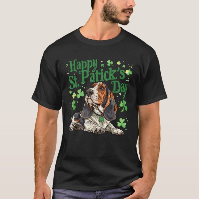Camiseta Happy St Patrick s Day Basset Hound Dog Lover Pupp (Anverso)