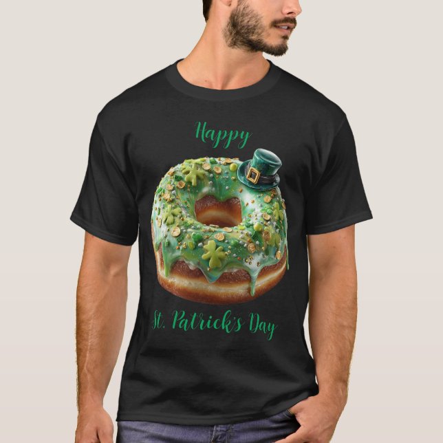 Camiseta Happy St. Patrick’s Day Donut with Leprechaun Hat (Anverso)