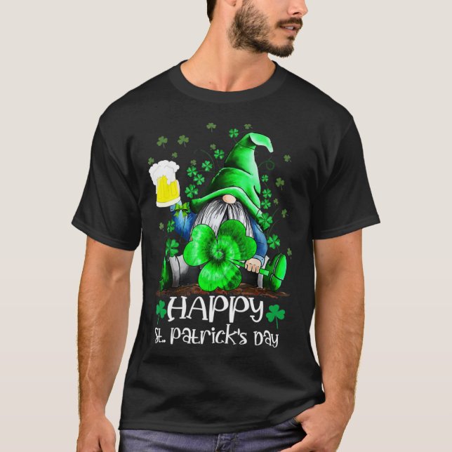 Camiseta Happy St Patrick s Day Gnome Tie Dye Shamrock (Anverso)
