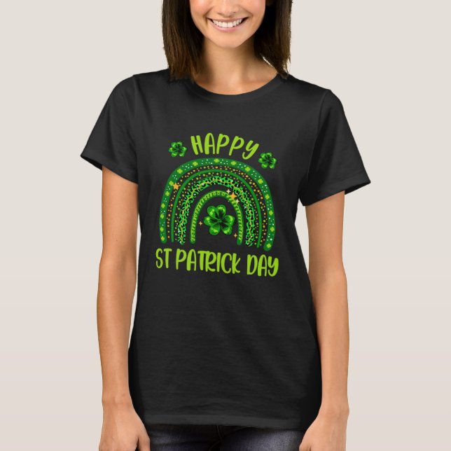 Camiseta Happy St Patrick s Day Lucky Shamrocks Rainbow Cel (Anverso)