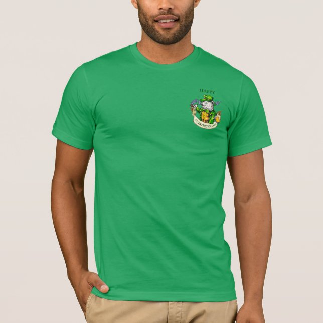 Camiseta Happy St. Patrick's Day Beer Irish Cat Funny (Anverso)