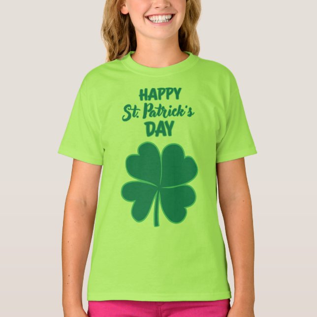 Camiseta Happy St. Patrick's Day Clover Leaf (Anverso)