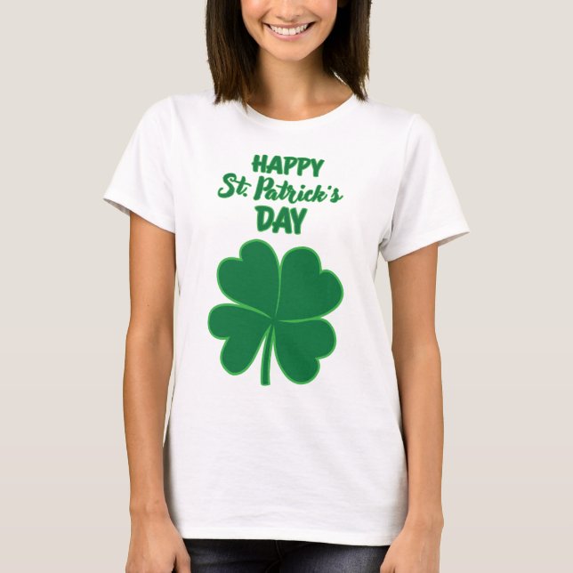 Camiseta Happy St. Patrick's Day Clover Leaf (Anverso)