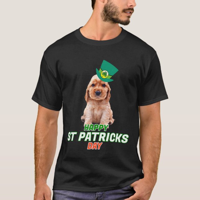 Camiseta Happy St Patricks Day Cocker Spanipy Dog Iri (Anverso)