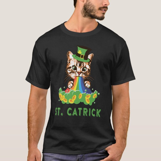 Camiseta Happy St Patrick's Day Cute Lucky Cat Kitten Irish (Anverso)