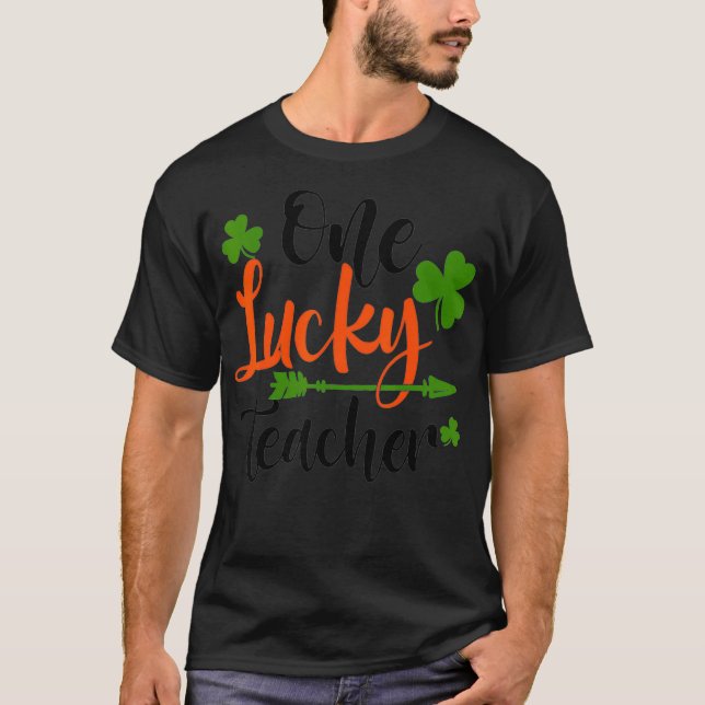 Camiseta Happy St Patricks Day Cute One Lucky Teacher Rainb (Anverso)