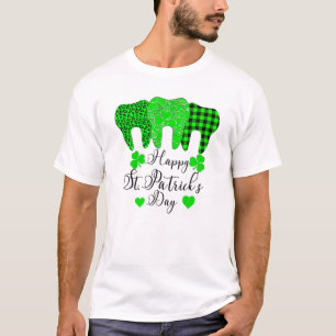 Camiseta Happy St Patrick's Day Dental Irish Leaf Plaid Leo