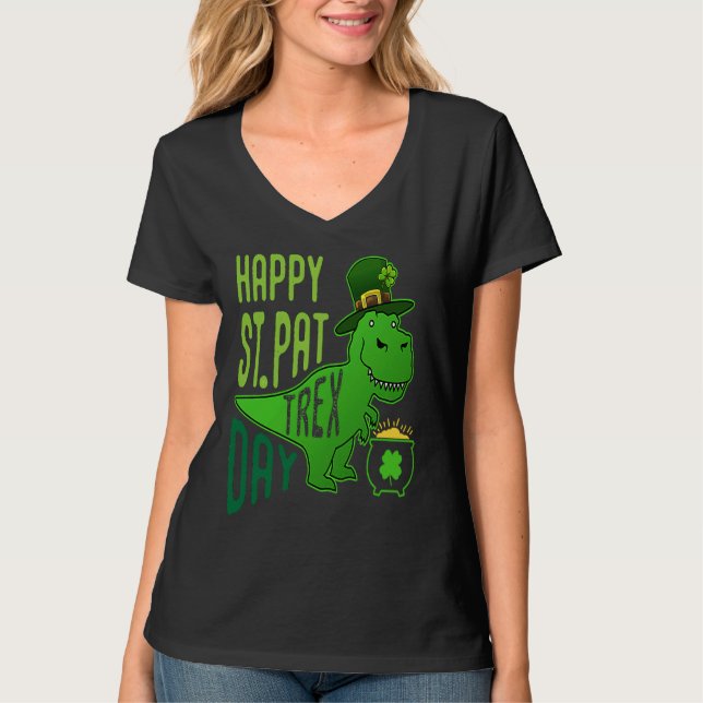 Camiseta Happy St Patricks Day Dinosaur Dino Saurus Irish S (Anverso)