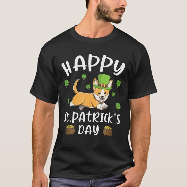 Camiseta Happy St. Patrick's Day Funy Saint Patricks Corgi (Anverso)