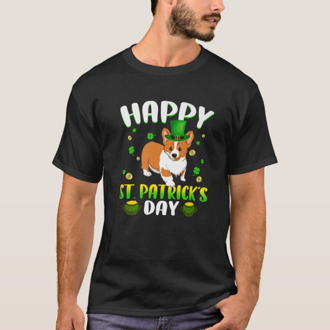 Camiseta Happy St. Patrick's Day Funy Saint Patricks Corgi (Anverso)
