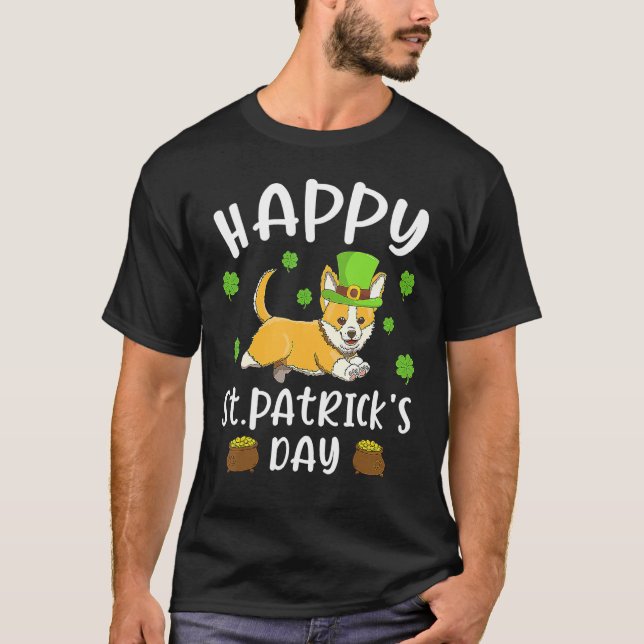 Camiseta Happy St Patrick's Day Funy Saint Patricks Corgi D (Anverso)