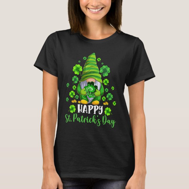 Camiseta Happy St Patrick's Day Gnome Tie Dye Shamrock (Anverso)