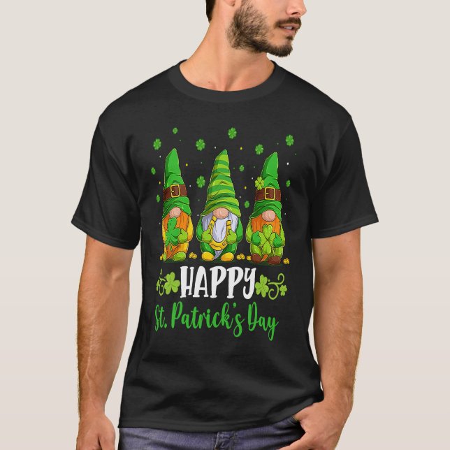Camiseta Happy St Patricks day gnomes Shamrock Lucky boys g (Anverso)