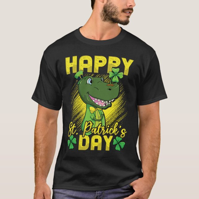 Camiseta Happy St Patricks Day Irish Dinosaur Lucky Rex (Anverso)