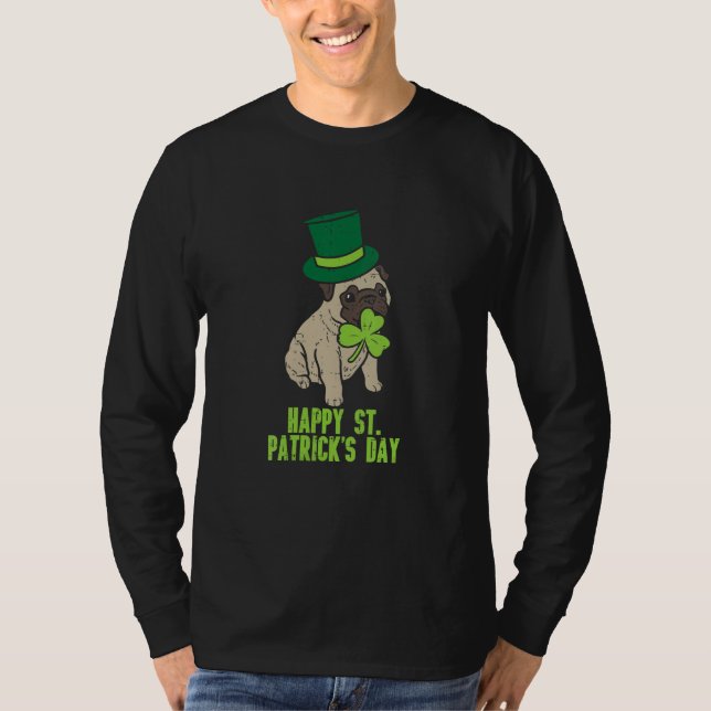 Camiseta Happy St Patricks Day Irish Pug Dog Cute Saint Pad (Anverso)