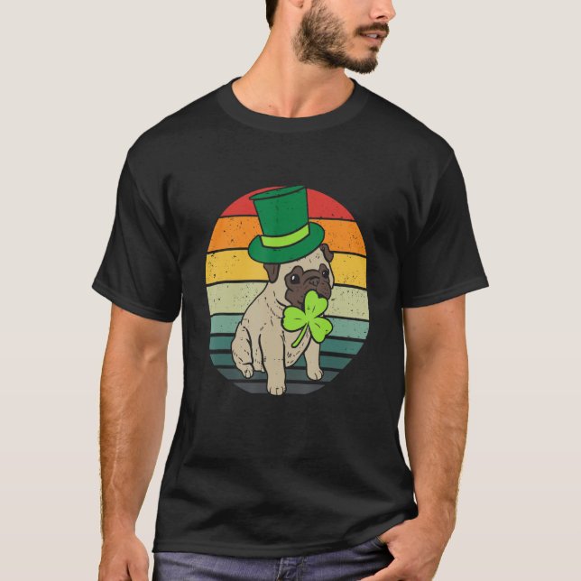 Camiseta Happy St Patricks Day Irish Pug Dog Cute Saint Pad (Anverso)