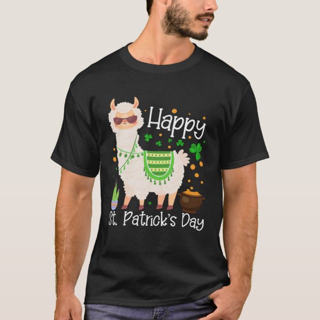 Camiseta Happy St Patricks Day Llama Dad Mom Boy Girl (Anverso)