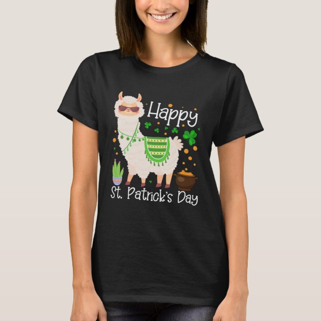 Camiseta Happy St Patricks Day Llama Dad Mom Boy Girl (Anverso)