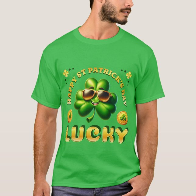 Camiseta Happy St Patrick's Day Lucky Irish Shamrock Coins (Anverso)