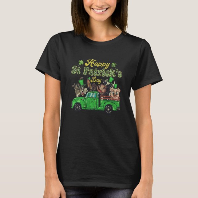 Camiseta Happy St Patrick's Day Pig Heifer Chicken Animals (Anverso)