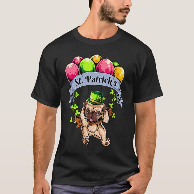 Camiseta Happy St Patricks Day Pug  Cute Pug (Anverso)