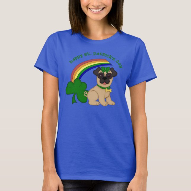 Camiseta Happy St. Patrick's Day Pug (mujer) (Anverso)