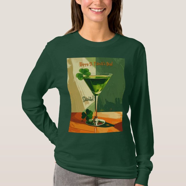 Camiseta Happy St. Patrick's Day Shamrock Martini  (Anverso)