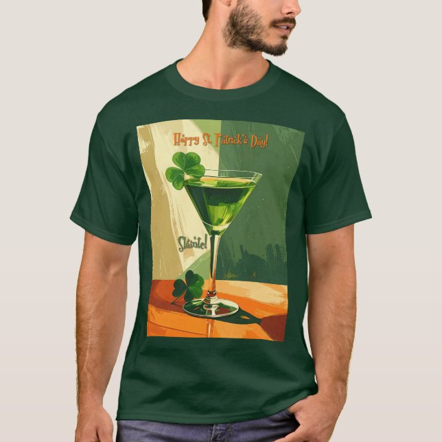 Camiseta Happy St. Patrick's Day Shamrock Martini  (Anverso)