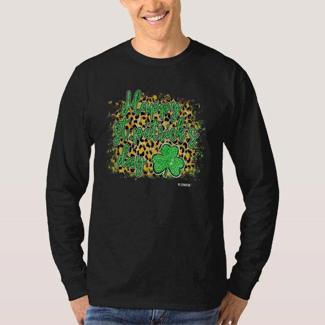 Camiseta Happy St Patricks Day Tee Shamrock Leopard Classic (Anverso)