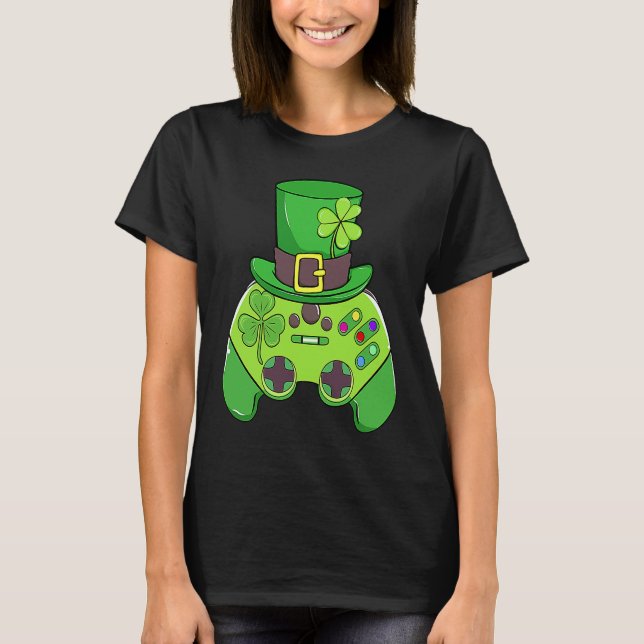 Camiseta Happy St Patrick's Day  Video Game Lucky Shamrock  (Anverso)