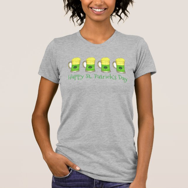 Camiseta Happy St Patrick's Paddy's Day Green Beer Mugs (Anverso)